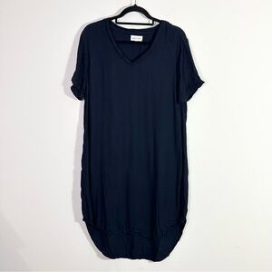 Bella Dahl Navy Blue V-Neck Short Sleeve Tee Shirt Dress